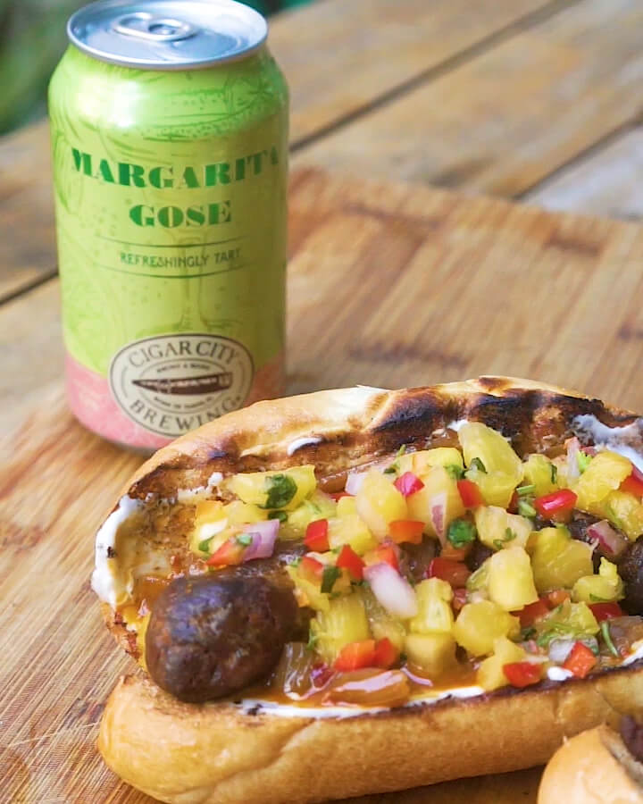 Spicy Margarita Gose Simmered Sausages